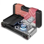 Evocamp r�chaud � gaz 2 feux avec allumage pi�zo�lectrique plaque de gril 38 cm pour cartouches de gaz ...