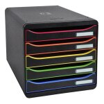 Exacompta big box plus module classement 5 tiroirs - 347 x 278 x 271 mm - polystyrne opaque noir / arlequin ...