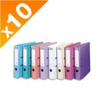 Classeur - exacompta - lot de 10 - couverture pvc - dos de 50 mm - coloris pastel assortis