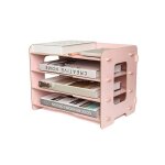 Exerz organiseur de fichiers en bois rose � 4 niveaux pour bureau devoirs cahiers lettres magazines et ...