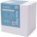 Exerz toiles encadr�es bord profond lot de 4 (20x20cm) 380gsm 100% coton triple appr�t peinture acrylique ...