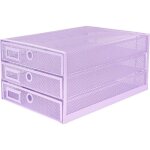 Exerz trieur 3 tiroirs a4 ? organisateur bureau multifonction pour documents magazines lettres ? violet ...