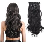 Extension de cheveux  clips naturel noir lisse extension cheveux naturel clip vrai cheveux extension ...