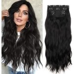 Extension cheveux naturel clip boucls noir 55cm extension a clip cheveux synthtique 4 pices clip in ...