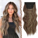Extensions à clips largeurs variées 4 pièces 50cm synthétiques marron Extensions à clips largeurs variées 4 pièces 50cm synthétiques marron