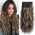 Extensions à clipser 4 pièces 55 cm cheveux synthétiques ondulés fil haute température Extensions à clipser 4 pièces 55 cm cheveux synthétiques ondulés fil haute température