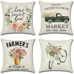 Extérieur housse de coussin lot de 4 imperméable fleurs printanières et roses canapé taie doreiller pour ... Extérieur housse de coussin lot de 4 imperméable fleurs printanières et roses canapé taie doreiller pour ...