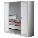 Fadily - armoire 4 portes laque blanc avec srigraphies
