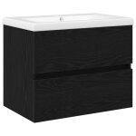Faf - neuf * cabinet de lavabo en mdf - ch�ne noir - avec lavabo int�gr� meuble de lavabo - ch�ne noir ...