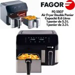 Fagor fg5507 friteuse double panier digital capacit 8. 6 litres air fryer double compartiment 8 pr ...