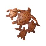 La famille tortues dcor mural en bois de suar sculpt main
