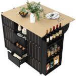 Fangyuan �lot de cuisinechariot de cuisineavec roulettesplan de travail pliablearmoire de cuisine buffet ...