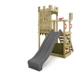 Tour de jeux bois fatmoose boldbaron boost xxl avec toboggan 220 cm anthracite et mur d?escalade ? 10 ...