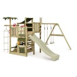 Fatmoose aire de jeux portique bois crazycoconut avec balan�oire et toboggan vert sauge �chafaudage grimpant ...