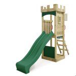 Fatmoose aire de jeux portique bois treasuretower avec toboggan vert maison enfant ext�rieure avec bac ...