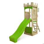Fatmoose aire de jeux portique bois treasuretower avec toboggan vert pomme maison enfant extrieure avec ...