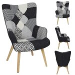 Fauteuil patchwork - helsinki - l 66 x p 72 x h 995 - noir et blanc