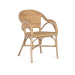 Fauteuil en bambou et rotin - lot de 2 - accoudoirs - 84 cm de hauteur - 55 cm de largeur - naturel - ...