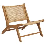 Fauteuil bas lounge inclin� en bois de teck et cannage en rotin - sina meubletmoi