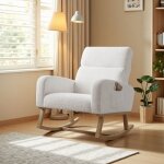 Adwolt fauteuil � bascule rocking chair avec rangement de poche chaise � bascule avec pieds en bois massif ...