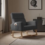 Fauteuil � bascule adwolt rocking chair avec rangement de poche chaise � bascule avec pieds en bois style ...