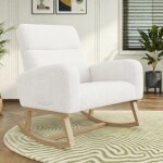 Fauteuil � bascule chaise a bascule allaitement b�b� rocking chair pieds en bois massif velours teddy ...