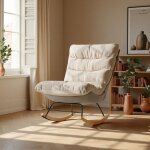 Fauteuil  bascule - confort expert - tissu lin et simili cuir - oscillation silencieuse - 1 place