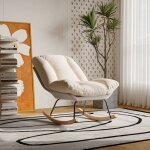 Fauteuil � bascule design 5 positions coussin rembourr� dense et main courante simili cuir gris et blanc ...