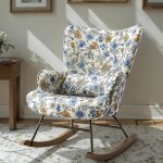 Fauteuil à bascule fauteuil à bascule floral avec cadre métallique et base en bois fauteuil oscillant ... Fauteuil à bascule fauteuil à bascule floral avec cadre métallique et base en bois fauteuil oscillant ...