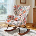 Fauteuil � bascule fauteuil � bascule floral avec cadre m�tallique et base en bois fauteuil oscillant ...