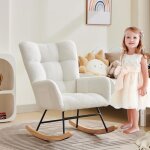 Fauteuil  bascule - hoerfuriy - rectangulaire - beige - 1 place - tissu peluche