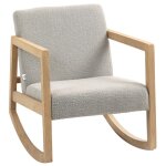 Fauteuil  bascule homcom fauteuil allaitement rocking chair en tissu effet laine boucle avec pieds ...