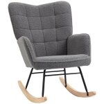 Fauteuil  bascule - homcom - revtement effet laine boucle - structure en acier - pieds en bois massif ...