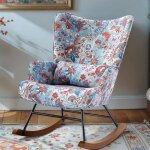 Fauteuil  bascule homemiyn - chic design en motif floral avec cadre mtallique
