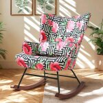 Fauteuil � bascule homemiyn - en motif floral avec une structure m�tal robuste