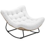 Fauteuil � bascule de jardin - outsunny - en forme d?uf - avec coussin rembourr� - en r�sine tress�e ...