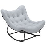 Fauteuil � bascule de jardin - outsunny - en forme d?uf - avec coussin rembourr� - en r�sine tress�e ...