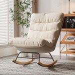 Fauteuil  bascule luminarix rocking chair avec coussins pais dossier rglable pieds en bois et mtal ...