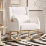 Fauteuil � bascule - luminarix - rocking chair - blanc - ergonomique - poches de rangement