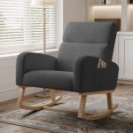 Fauteuil  bascule - luminarix - rocking chair avec rangement de poche - pieds en bois massif - style ...