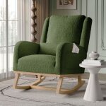 Fauteuil � bascule - luminarix - rocking chair de salon avec coussins - pieds en bois - scandinave - ...