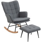 Fauteuil  bascule - non spcifi - gris - 1 repose - pieds - htre massif - design contemporain