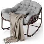 Fauteuil � bascule papasan avec coussin et cadre m�tal ? rocking chair ?uf pour jardin balcon terrasse ...