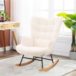 Fauteuil � bascule - dans les nuages - beige - tissu teddy fleece - design moderne - 1 place
