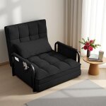 Fauteuil � bascule - r�glable fauteuil relaxation - noir - tissu en sherpa - canap� lit convertible - ...