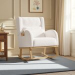 Fauteuil  bascule - relax confort - dossier ergonomique - tissu teddy blanc - design moderne