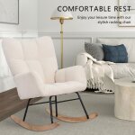 Fauteuil  bascule fauteuil de relaxation fauteuil daccent charge maximale 110 kg en velours beige 96 ...