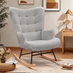 Fauteuil � bascule rembourr� fauteuil � oreilles allaitement tissu velours teddy chaise � bascule relaxante ...