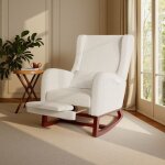 Fauteuil à bascule avec un repose jambes télescopique adwolt rocking chair sac de rangement tissu en ... Fauteuil à bascule avec un repose jambes télescopique adwolt rocking chair sac de rangement tissu en ...