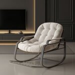 Fauteuil à bascule avec repose - pieds rabattable rocking chair moderne et confortable rembourré pour ... Fauteuil à bascule avec repose - pieds rabattable rocking chair moderne et confortable rembourré pour ...